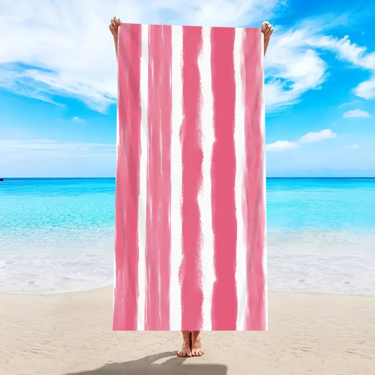 Modisches Großes Gestreiftes Strandtuch – Schnell Trocknend & Saugfähig | Weiches Schwimm- & Badehandtuch in Mehreren Farben Kaufschwan® Design 5 150x75cm