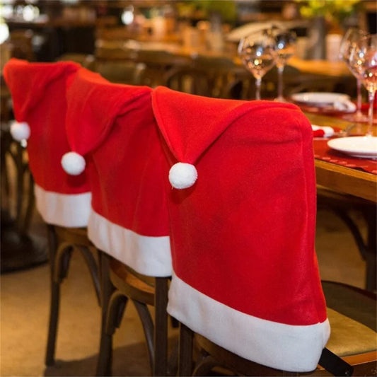 4 Stück Weihnachtsstuhlbezüge – 25x20 Zoll Festliche Dekoration | Langlebige Stoff Stuhlhussen für Zuhause & Partys Kaufschwan®