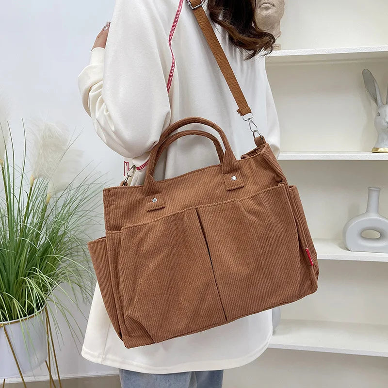 Warme Cord Tote Tasche – Geräumige Shopping Handtasche | Stilvolle & Praktische Schultertasche Lässige Minimalistische Crossbody Tasche Kaufschwan®