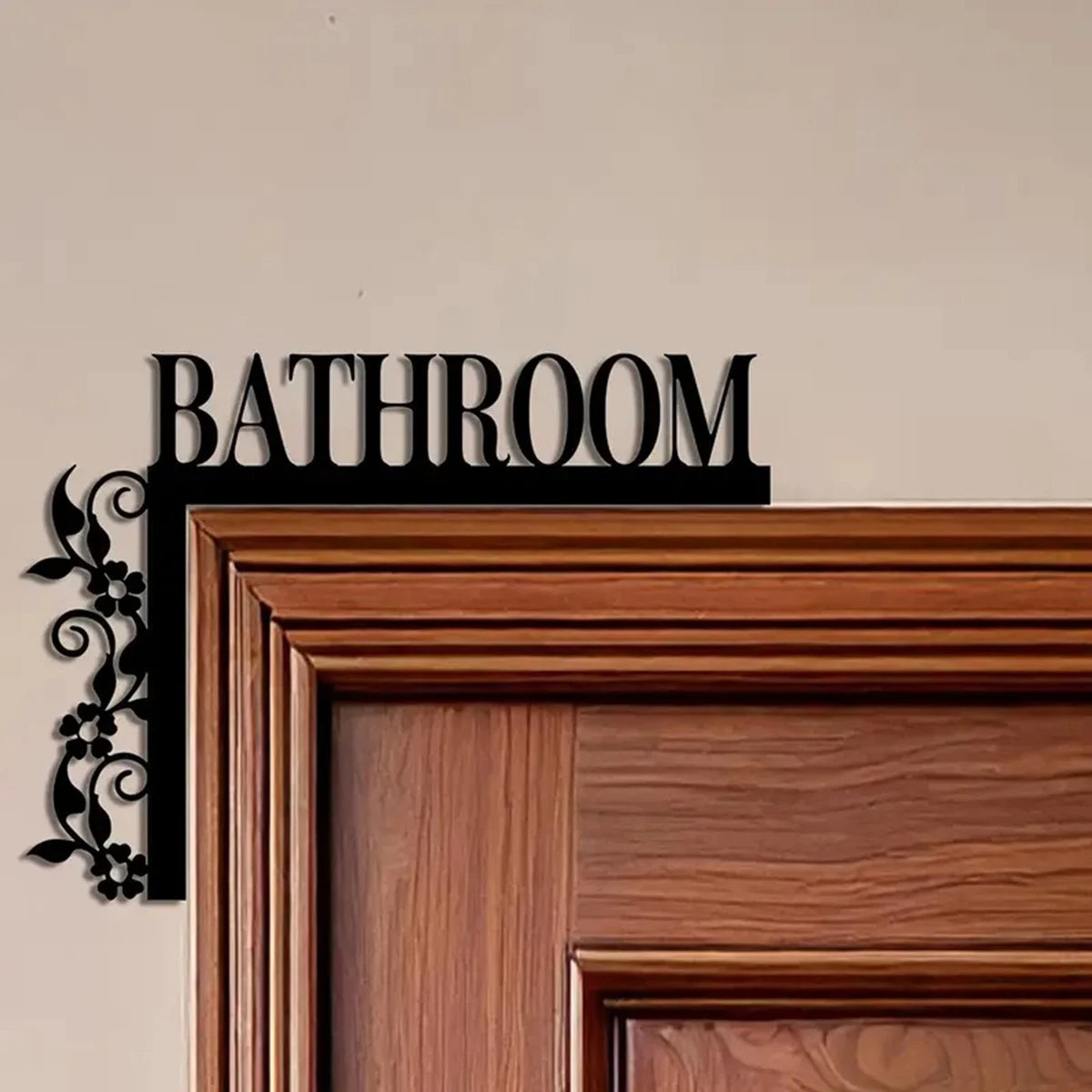 Elegantes Metall Badezimmer Türschild – Wandmontierte Eisen Dekoplakette mit Blumendesign Kaufschwan® Design 1