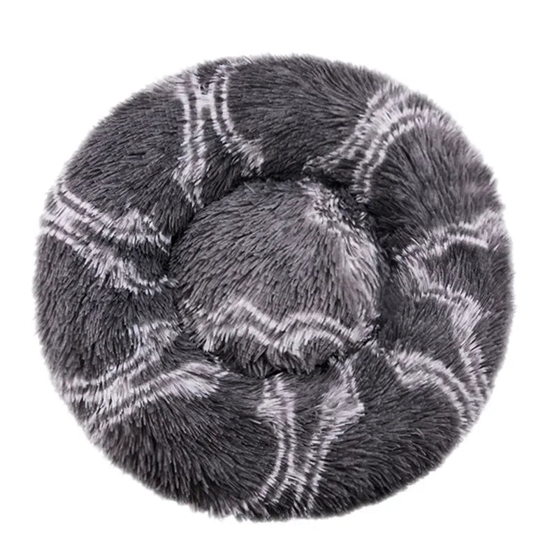 Rundes Plüsch Haustierbett – Weiches Warmes Hund- und Katzenbett Kaufschwan® Grau 3 40cm
