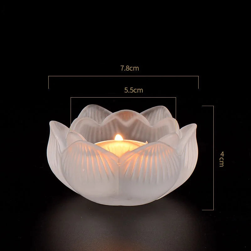 Bunter Glas Lotus Kerzenhalter – Buddhistischer Altar Butterlampenständer für Andacht & Wohndekoration Kaufschwan®