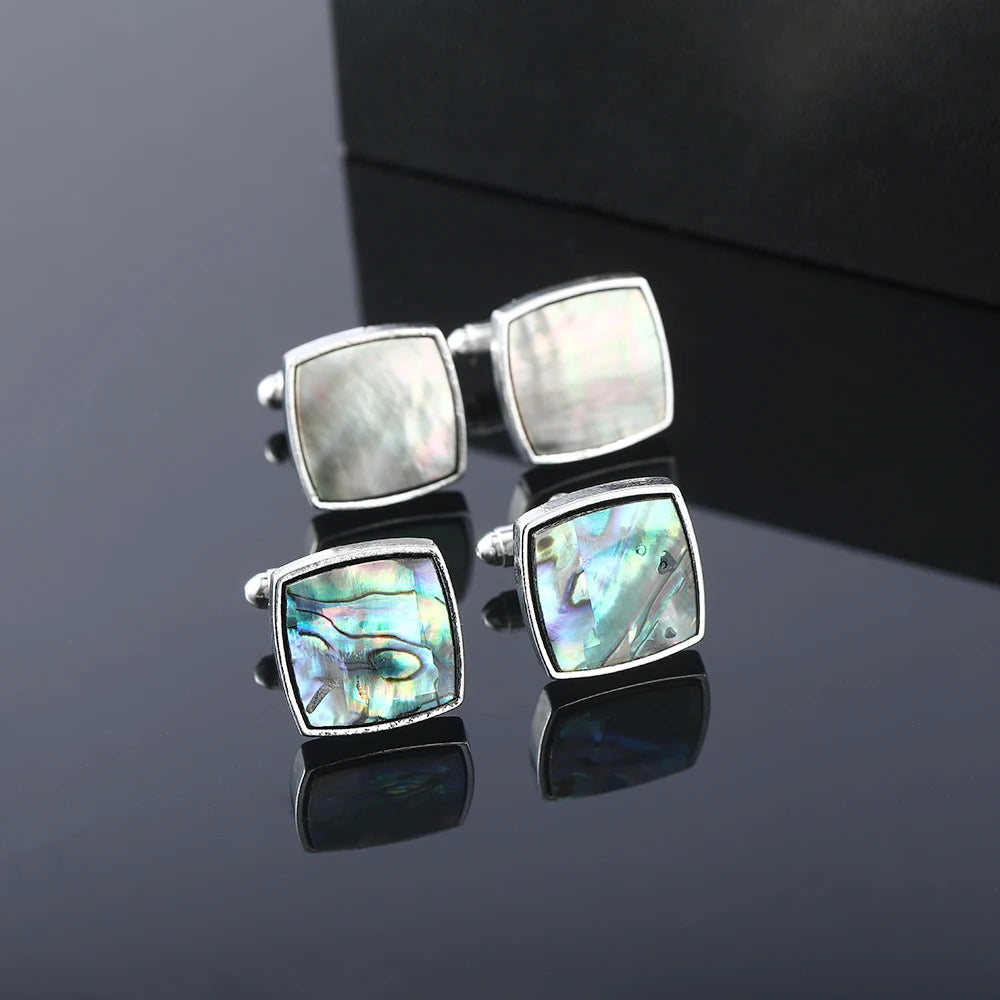 Elegante Abalone Muschel Manschettenknöpfe – Herz, Oval & Quadrat Designs | Hochwertige Herren Ärmelknöpfe für Business & Hochzeit Kaufschwan®