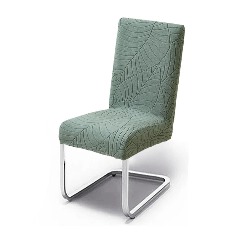 1/2/4/6 Stück Blatt Jacquard Stuhlbezug – Einfarbiger Spandex Sitzbezug | Elastischer Stuhlschutz für Küche, Esszimmer & Restaurant Kaufschwan® Grün 1 Stück