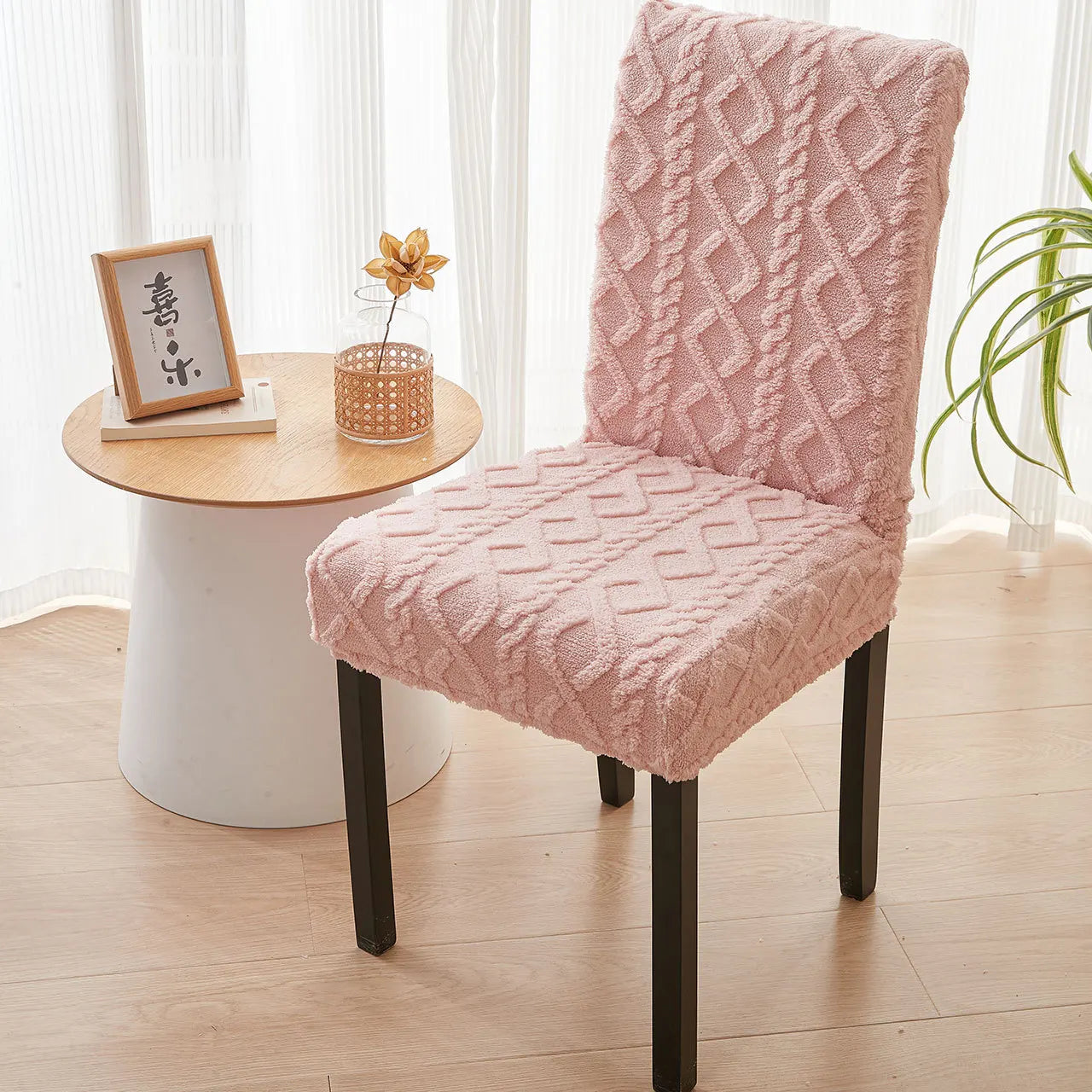 4 Stück Moderne Velours Stuhlbezüge – Elastische Slipcovers mit Gummiband, Dicke Plüsch Sitzschützer für Alle Jahreszeiten Kaufschwan®