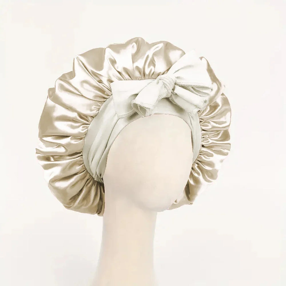 Verstellbare Satin-Schlafhaube – Seidig Weiche Haarhaube mit Bindeband für Damen und Herren