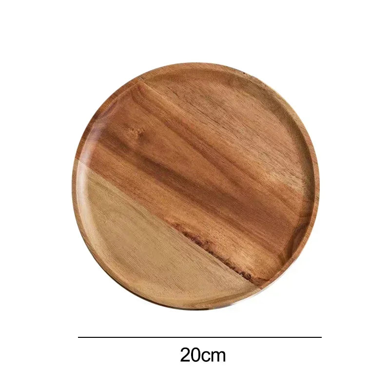 15–25cm Rundes Holztablett aus Naturholz – Snack- & Obstplatte | Kuchen-, Dessert- & Nussschale Tischgeschirr Kaufschwan® 20cm