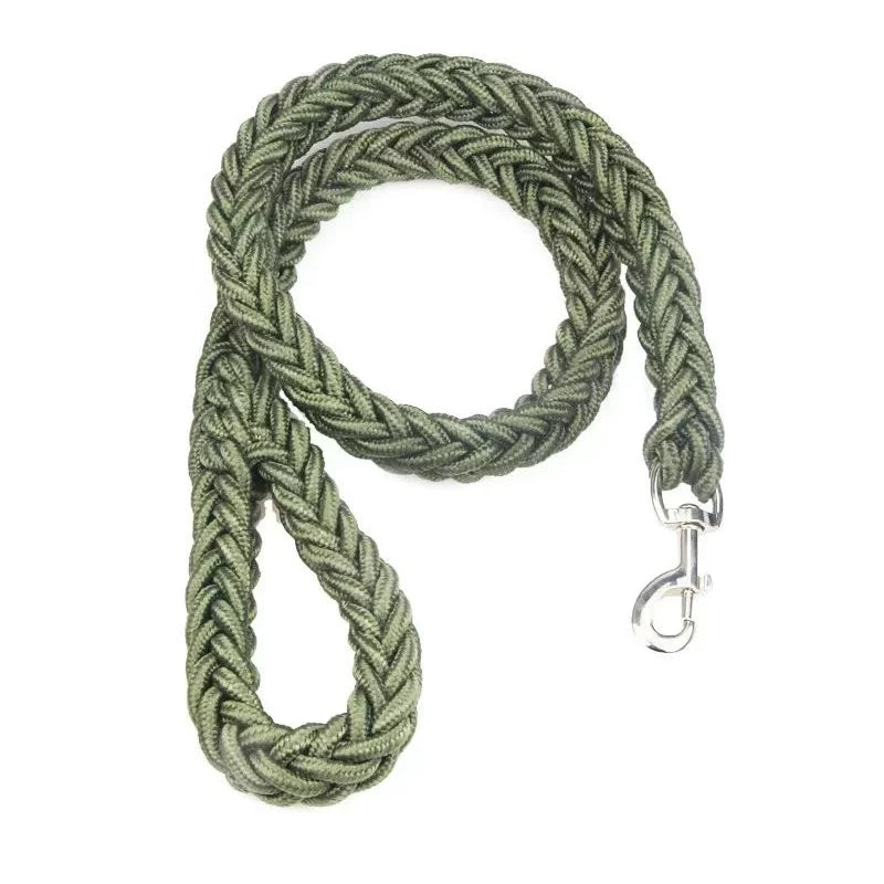 Geflochtene Nylon Hundeleine Stark Dicke Führleine für Große Hunde Bulldog Rottweiler Kaufschwan® Grün