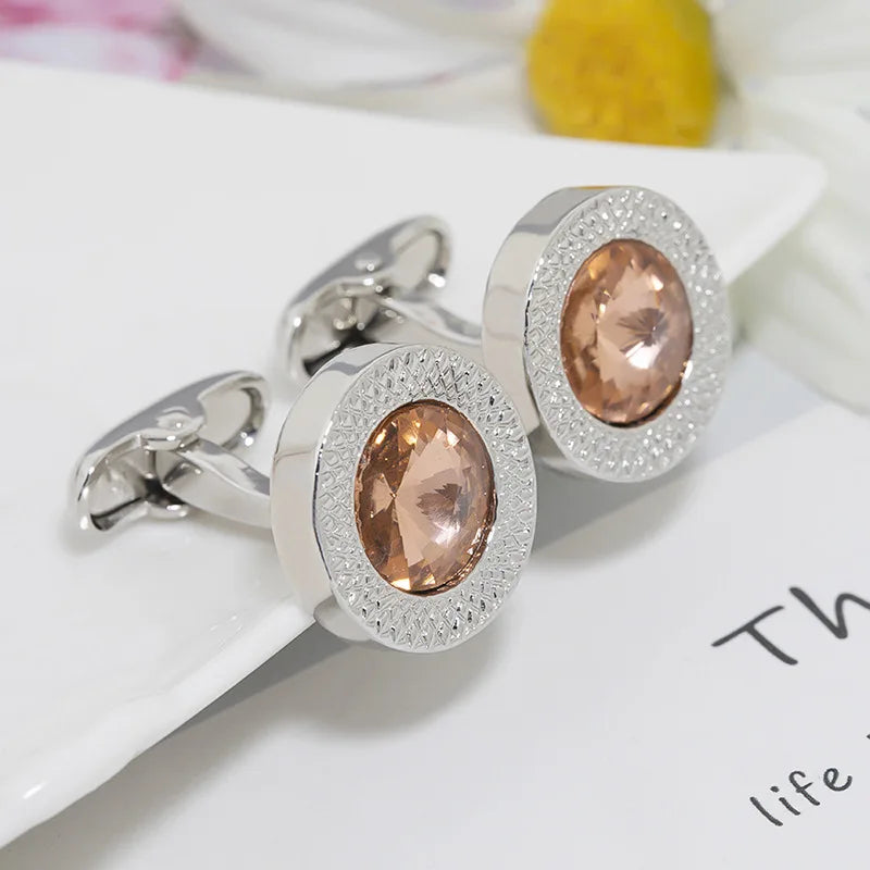 Luxus Herren Manschettenknöpfe mit Blauem Kristall – Elegante Französische Manschetten | Hochzeit, Party & Business Schmuck Geschenk Kaufschwan® Braun