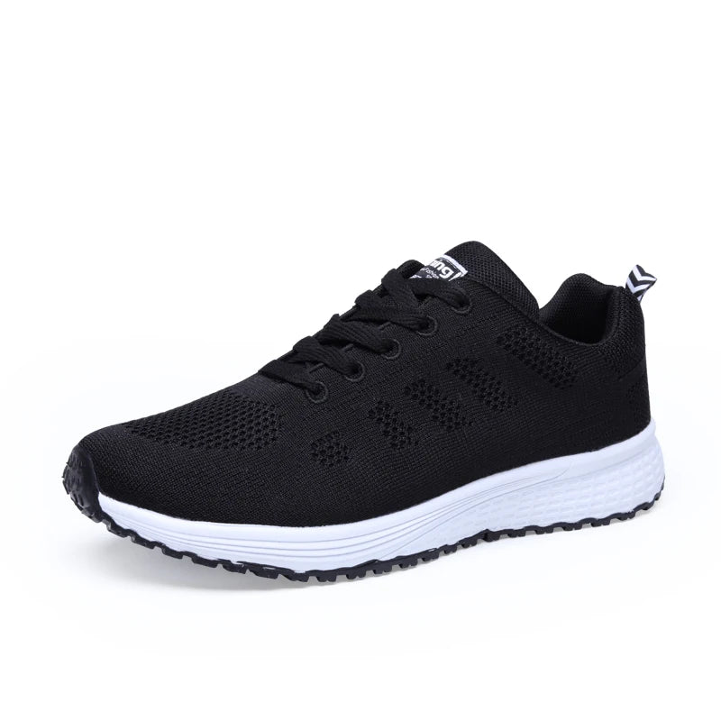 Damen Sneaker – Modische Flache Schuhe mit Plateau-Optik | Bequeme Alltagsschuhe in Übergrößen Kaufschwan® Schwarz 35