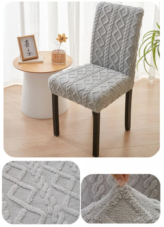 4 Stück Moderne Velours Stuhlbezüge – Elastische Slipcovers mit Gummiband, Dicke Plüsch Sitzschützer für Alle Jahreszeiten Kaufschwan®