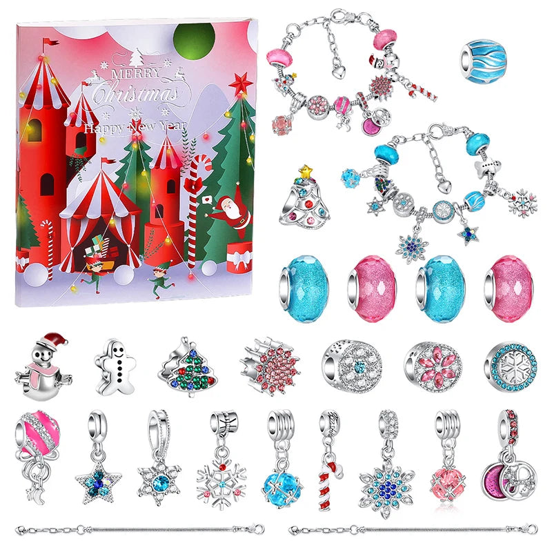 Schmuck-Adventskalender für Kinder – Weihnachtskalender mit Perlen-Bastelset, Armbändern & Weihnachtsmann-Überraschungen