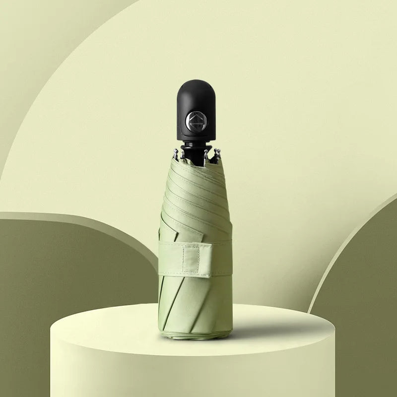 Mini Vollautomatischer Schirm – UV-beständiger Vinyl-Sonnenschutz 5-Fach Faltbarer Tragbarer Reise-Regenschirm für Sonne & Regen Kaufschwan® Matcha-Grün