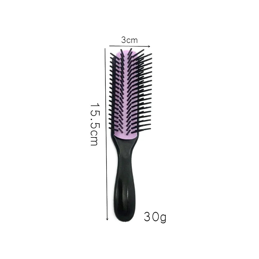 9-Reihen Styling Haarbürste – Entwirrungskamm für Glattes & Lockiges Haar | Kopfhaut-Massagebürste für Echthaar-Perücken Kaufschwan® Design 6