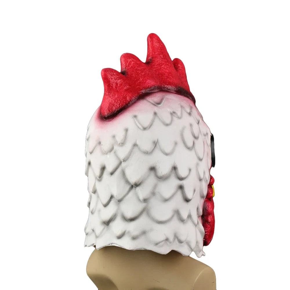Cosplay Latex Miami Hahn Maske – Lustige Hühnerkopf Tiermaske für Halloween, Maskerade & Erwachsene Kostümpartys Kaufschwan®