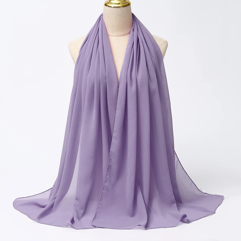 Muslimischer Chiffon Hijab Schal – Damen Langer Einfarbiger Kopf Schal | Eleganter Jersey Schleier & Modisches Umschlagtuch