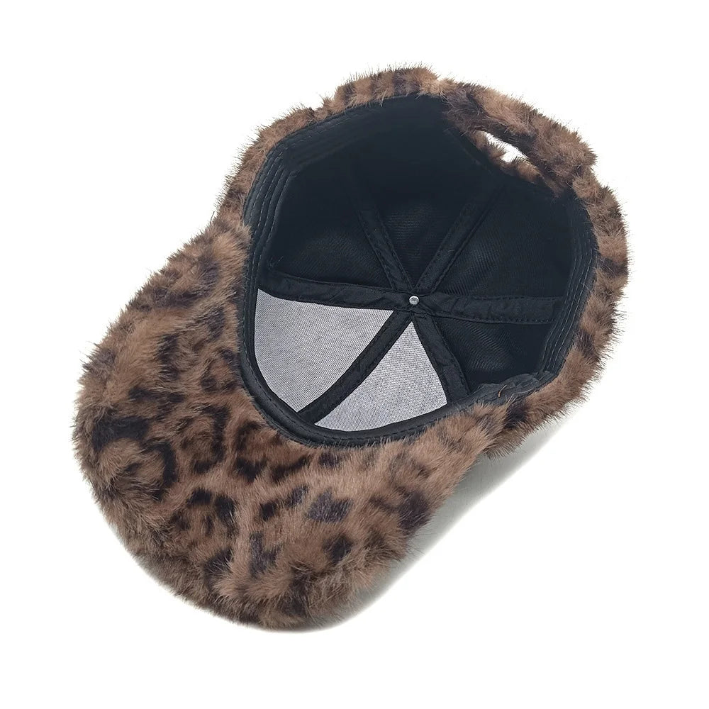 Leopard Print Plüsch Baseballkappe für Damen | Leicht, Verstellbar Herbst/Winter Baseballcap Kaufschwan®