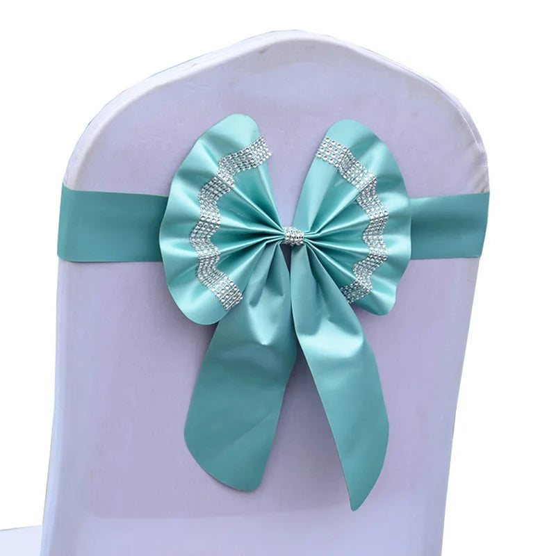 Satin Stuhlschleifen mit Strass-Schnalle – Elegante Schleifen für Hochzeit & Events Kaufschwan® Mint 10 Stück