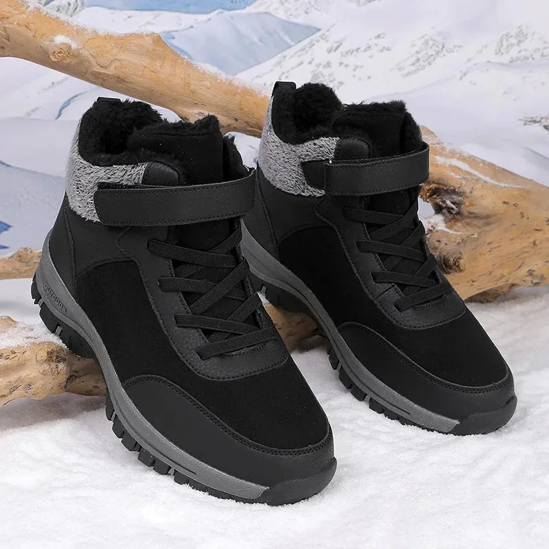 Gefütterte Winterstiefel für Herren – Wasserdichte Outdoor Schneestiefel | Rutschfeste Kurzschaft-Bergschuhe mit Warmem Fleecefutter Kaufschwan® 36