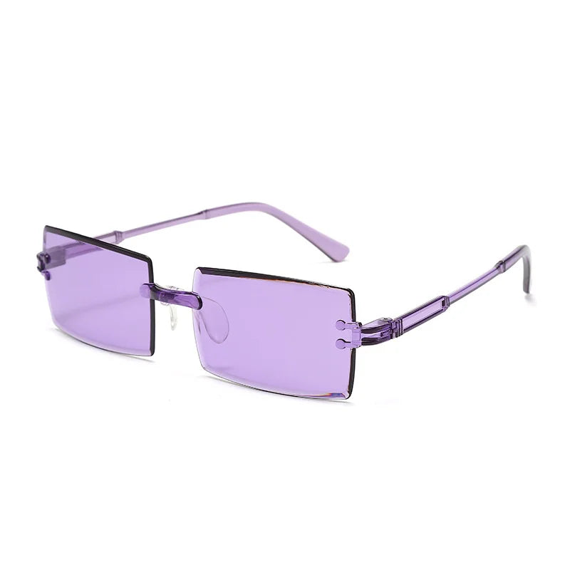Modische randlose rechteckige Sonnenbrille – Bunte Sonnenbrille mit UV400-Schutz für Damen, ideal für Sommer, Freizeit im Freien und Reisen Kaufschwan®