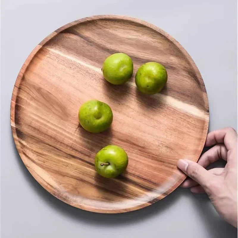 15–25cm Rundes Holztablett aus Naturholz – Snack- & Obstplatte | Kuchen-, Dessert- & Nussschale Tischgeschirr Kaufschwan®