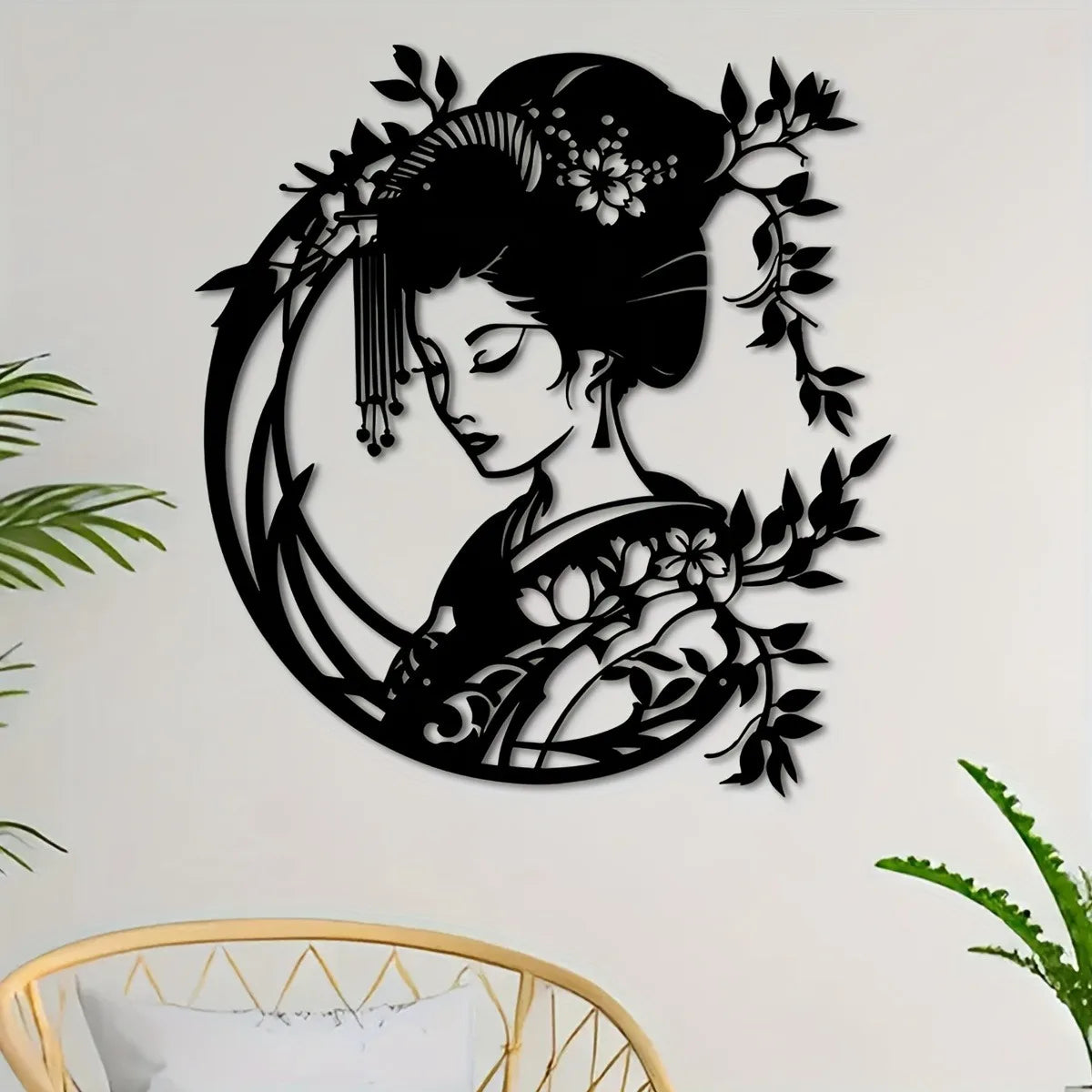 Vintage Japanische Geisha Metall Wandbild – Traditionelles Orientalisches Garten Schild Kaufschwan®
