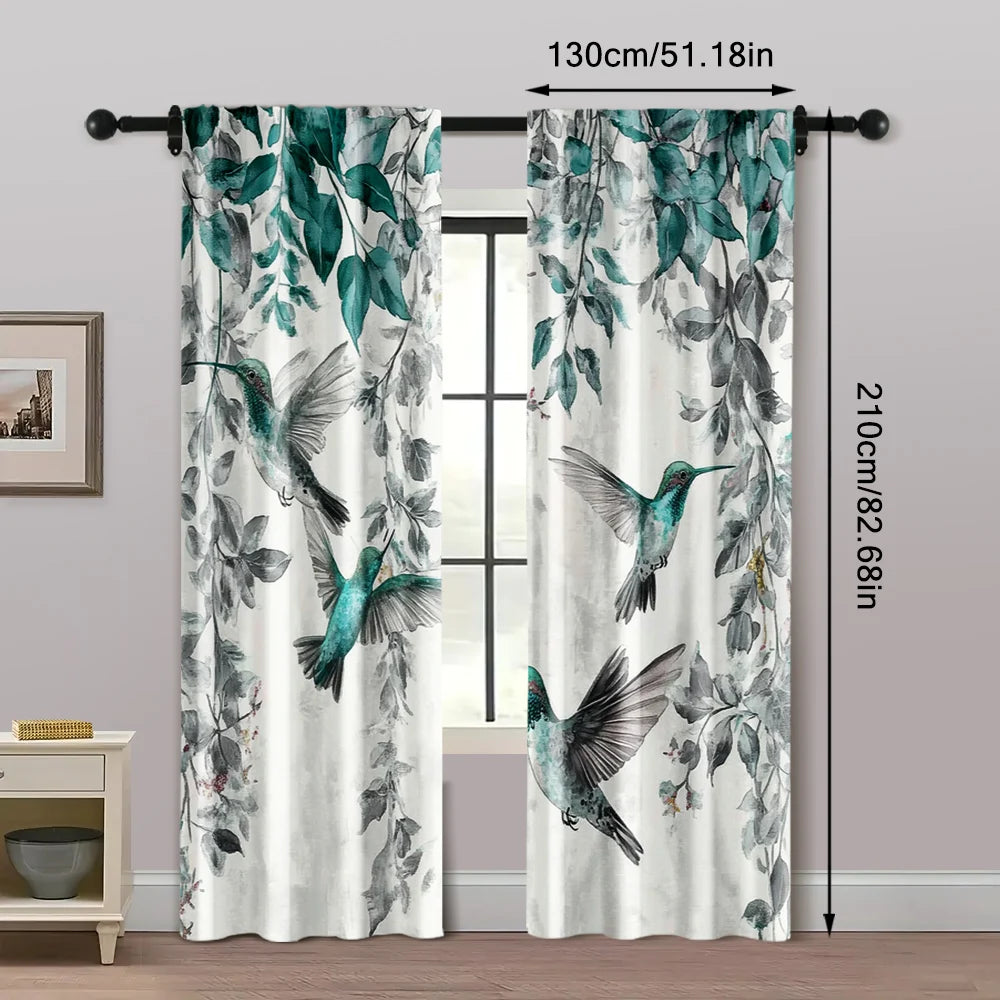Minimalistischer Vorhang mit Buntem Kolibri Druck Polyester für Wohnzimmer Schlafzimmer Fenster 2 Stück/Set Kaufschwan®