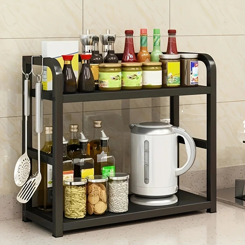 2-stufiges Metall Küchenregal – Platzsparender Organizer für Kaffee, Tassen & Gewürze | Rostfreies Küchenregal Kaufschwan®