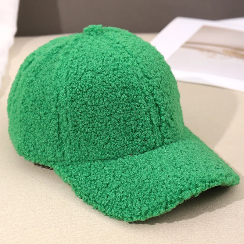 Herbst Winter Baseballkappe | Damen Kappe aus Kunstlammwolle | Warme Plüsch Baseballkappe Kaufschwan®