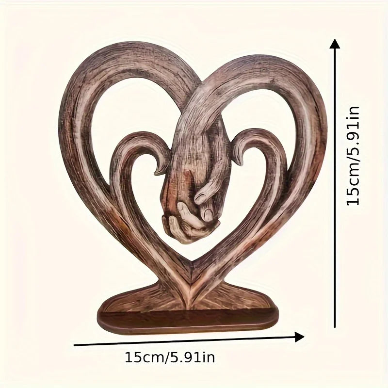 Deko Herz mit Haltenden Händen – Flache Holz Wanddekoration Symbol für Ewige Liebe Kaufschwan®