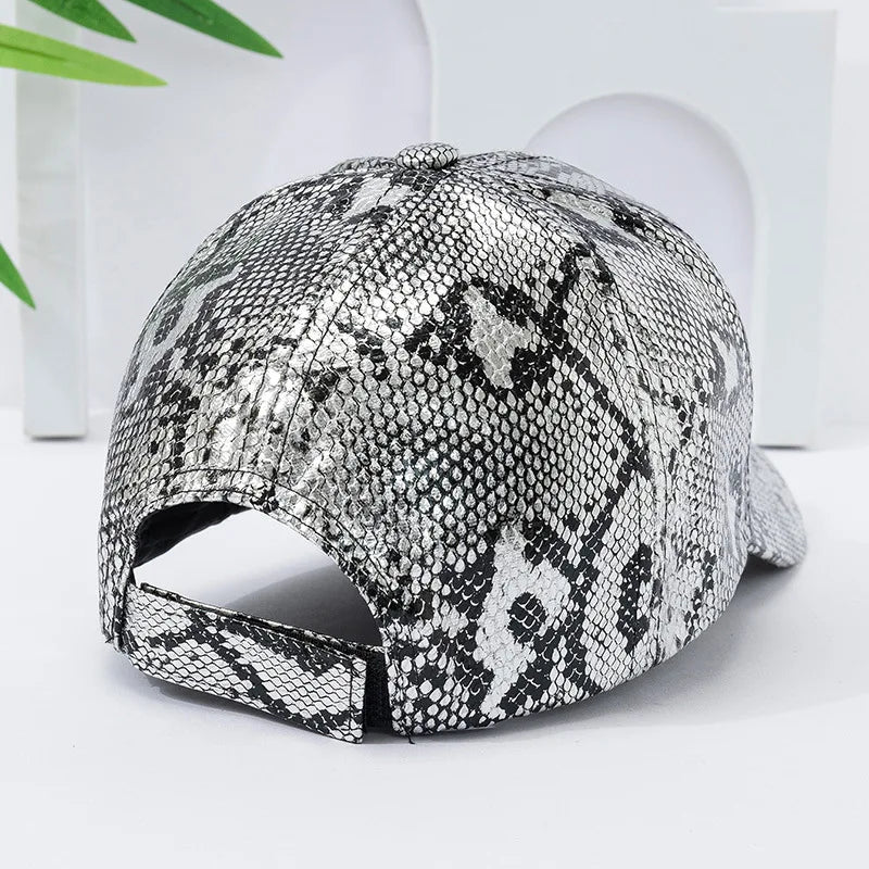 Snake Print PU Leder Baseballkappe | Verstellbarer Hip-Hop Street Dance Baseballcap | Leicht & Sonnenschutz für Outdoor-Aktivitäten Kaufschwan®