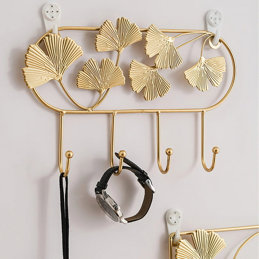 Wandhaken mit Ginkgo-Blatt Design – 3D Schmiedeeisen Wanddeko | Dekorativer Metallhaken für Schlüssel, Jacken, Handtücher & Flurdekoration Kaufschwan®