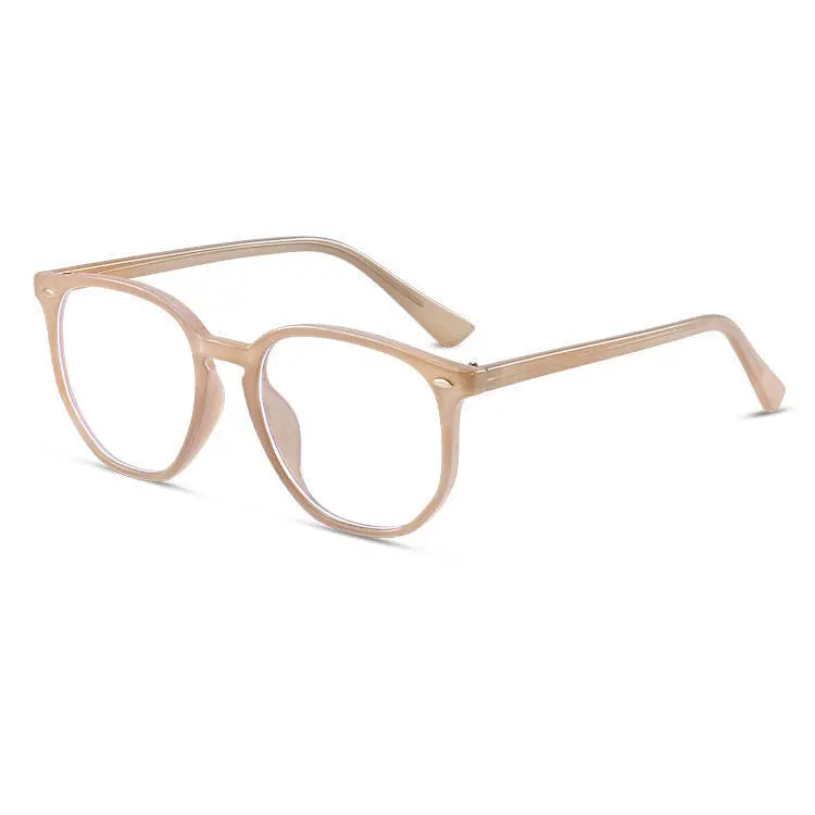 Transparente Computerbrille – Anti-Blau-Licht Polygon-Quadrat Fassung für Damen & Herren | Modische Klare Optische Brille Kaufschwan® Beige