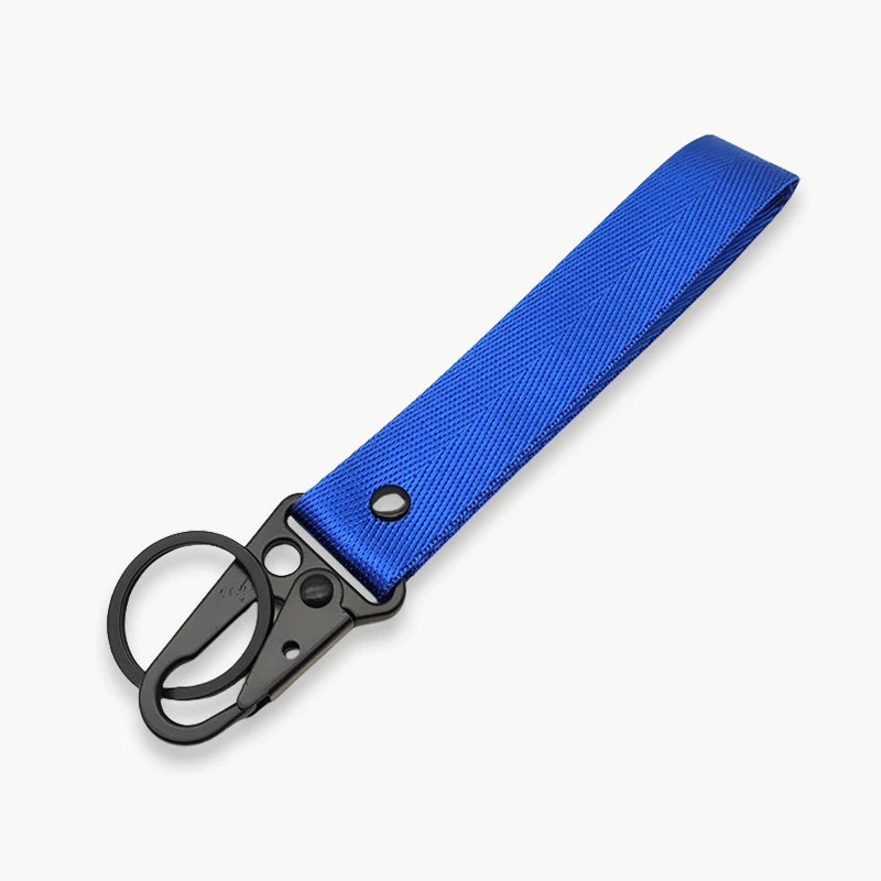 Personalisierter Schlüsselanhänger fürs Handgelenk – Mit eigenem Text oder Logo | Lanyard mit Clip für Auto & Motorrad, Unisex Design Kaufschwan® Blau lang Beidseitiger Druck