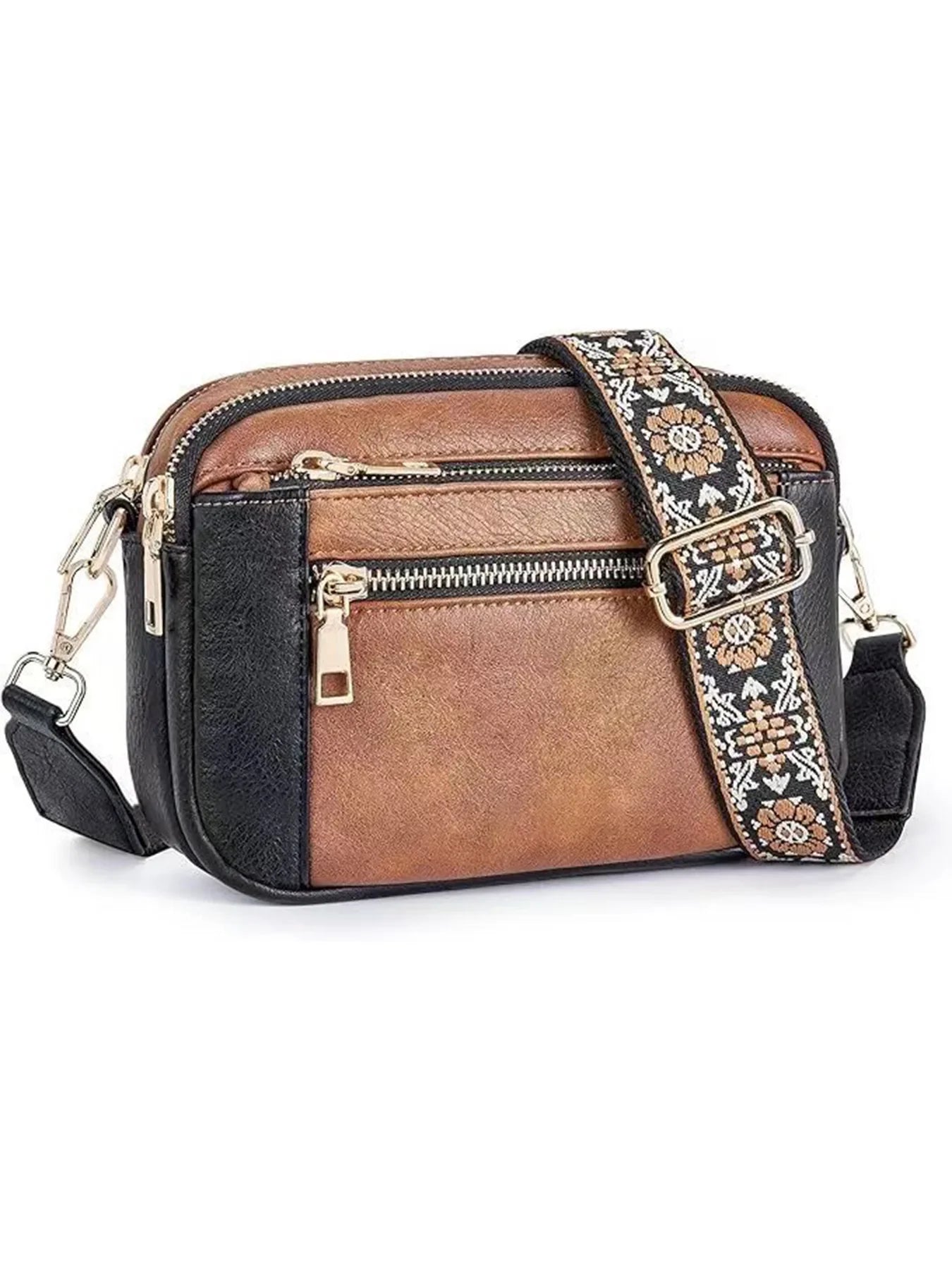 Multifunktionale Color Block Crossbody Tasche – Damen PU Leder Schultertasche & Geldbörse mit Verstellbarem Riemen Kaufschwan®