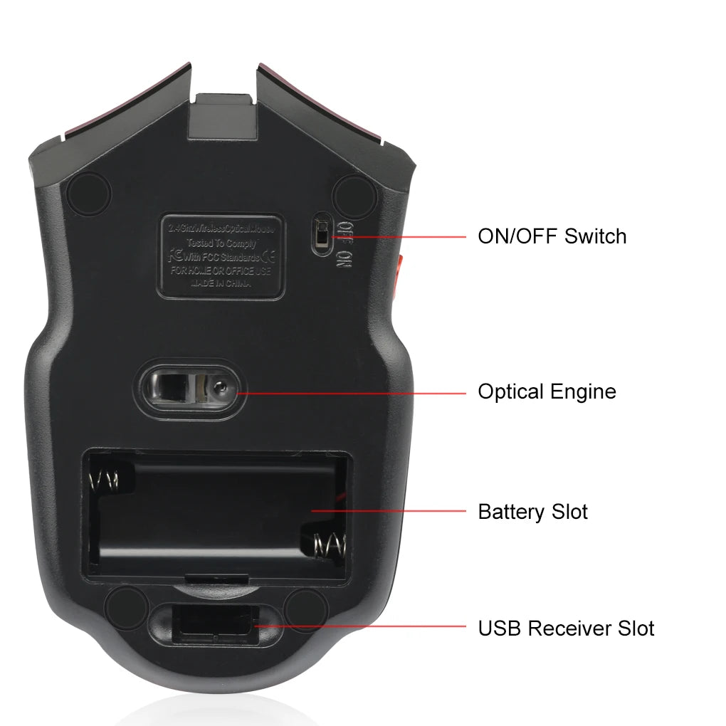2.4G Kabellose Maus 1600DPI – 6-Tasten Optische Gaming Maus mit USB Empfänger | PC & Laptop Kabelloses Zubehör Kaufschwan®