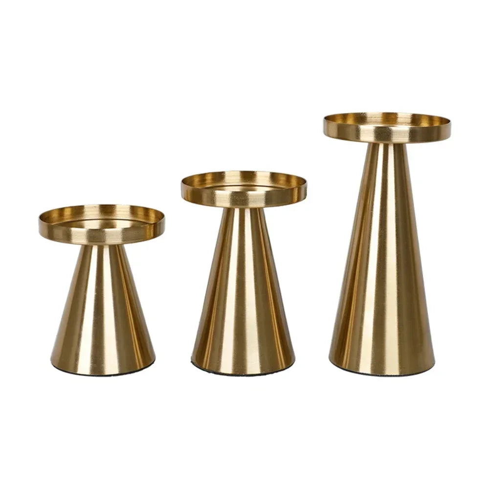 Goldener Kerzenhalter 3-in-1 Set – Luxuriöser Metall Kerzenständer für Stumpen- & Stabkerzen, Hochzeitsdeko & Valentinstag Geschenk Kaufschwan®