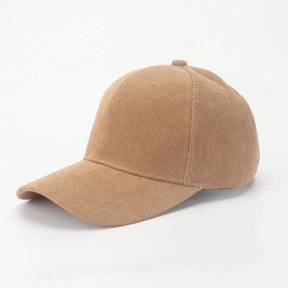 Corduroy Baseballkappe | Damen Retro Einfarbige Baseballcap | Herbst Winter Hüte für Herren & Damen | Unisex Freizeit Gebogener Schirm Kaufschwan® Khaki 56-58cm
