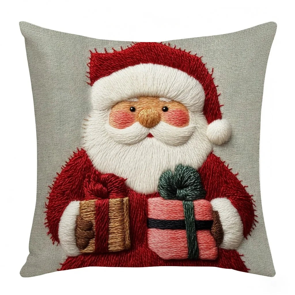 45x45cm Weihnachts Kissenbezug – Cartoon Santa, Schneemann & Rentier | Dekorativer Sofa Bezug für Zuhause & Weihnachtsdeko Kaufschwan® Design 4