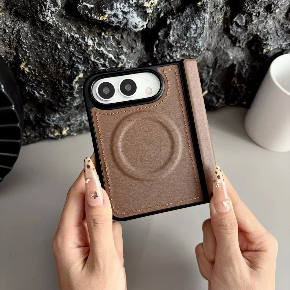 Luxuriöse Matte Lederhülle für iPhone Duo – Magnetische MagSafe-Kompatible Schutzhülle mit Kabellosem Laden und Stoßschutz Kaufschwan®