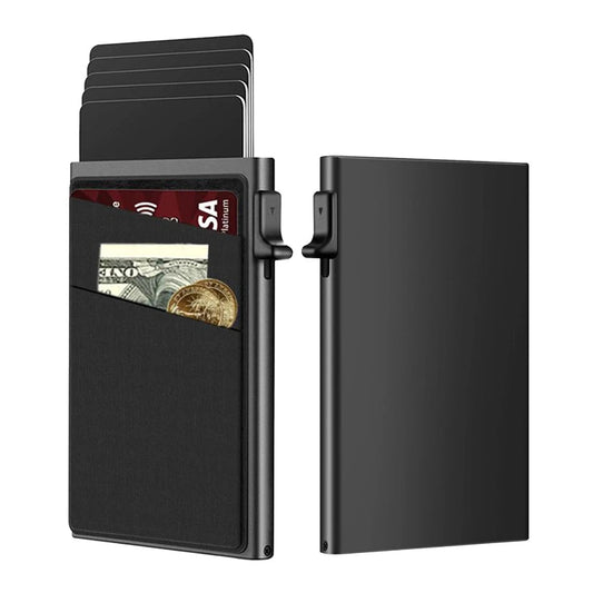 Anti-Diebstahl Kartenhalter – Minimalistische Smart Wallet mit RFID Schutz | Aluminium Metall Kartenbox Etui Kaufschwan®