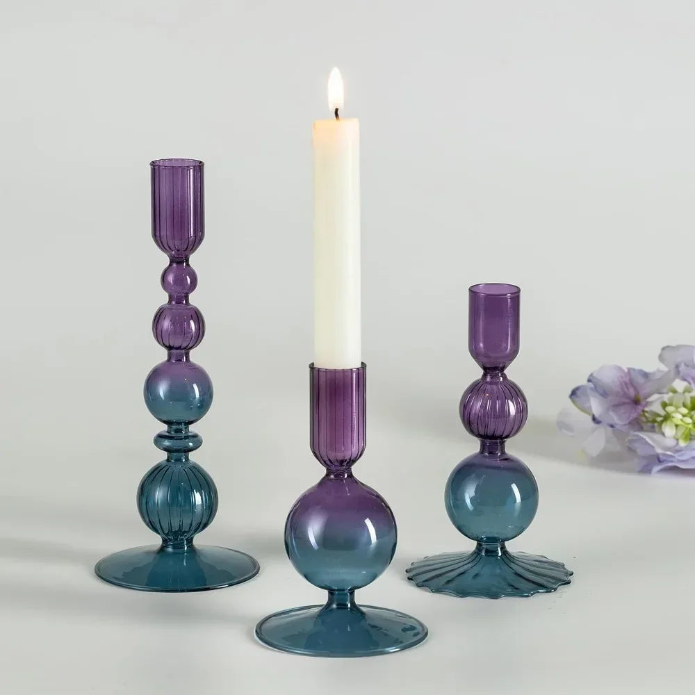 Transparente (3 Stück) Kerzenhalter – Elegante Gewellte Kerzenständer für Stabkerzen zur Wohn- & Party Dekoration Kaufschwan®
