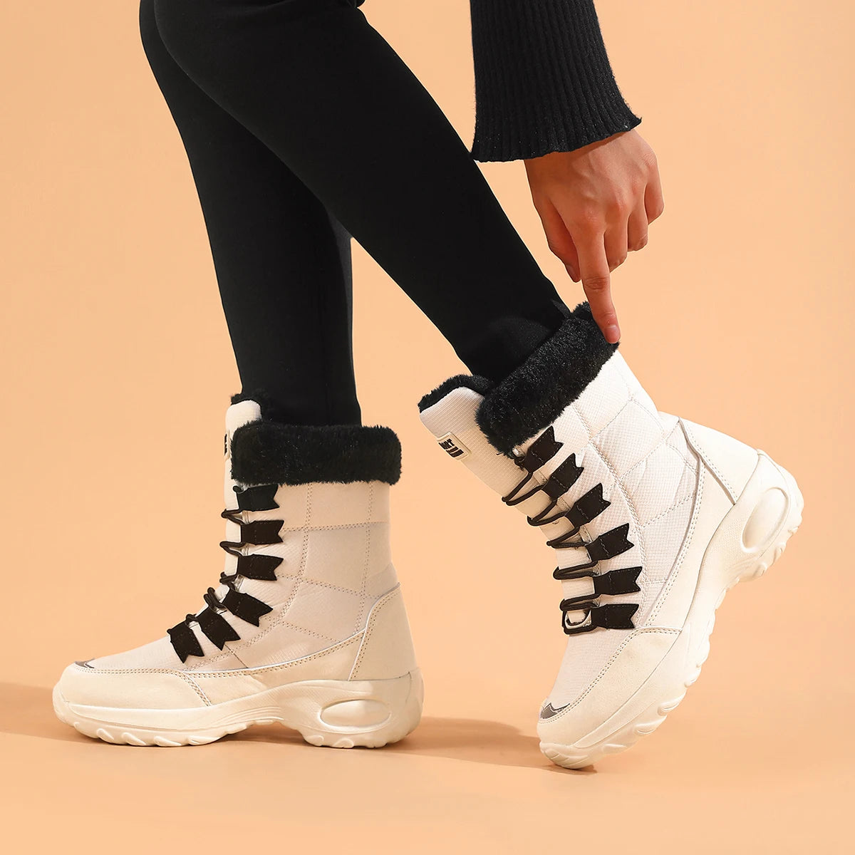 Damen Winter Schneestiefel – Wasserdichte Mittelhohe Stiefel | Hochwertige Kunstfell Gefütterte Wanderstiefel für Damen Kaufschwan®