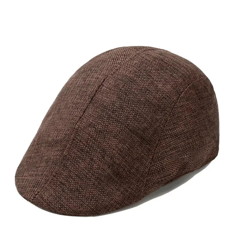 Herren Baumwoll-Leinen Barett Baseballcap | Frühling & Herbst Britische Retro Cap | Atmungsaktive Maler Kappe Mode Accessoire Kaufschwan® Braun Einheitsgröße