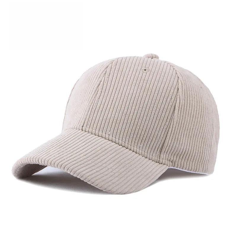 Cord Baseballkappe | Damen & Herren Baumwolle Einfarbige Baseballcap | Herbst Warm Hip Hop Snapback Baseballcap Kaufschwan® Beige