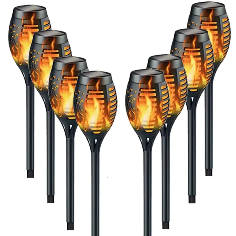 1/2/4/6/8/10 Stück Solar Flammen Fackellichter – Flackernde wasserdichte Gartenbeleuchtung für Rasen, Wege, Hof & Terrasse Kaufschwan® 8 Stück