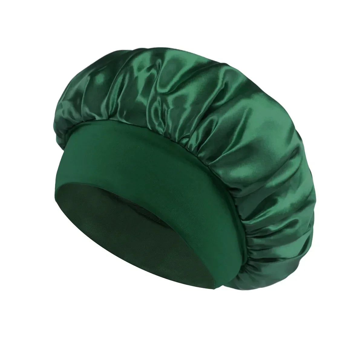 Satin-Schlafhaube für Damen – Große Elastische Haarhaube mit Breitem Weichem Band für Lockiges Haar und Nachtpflege