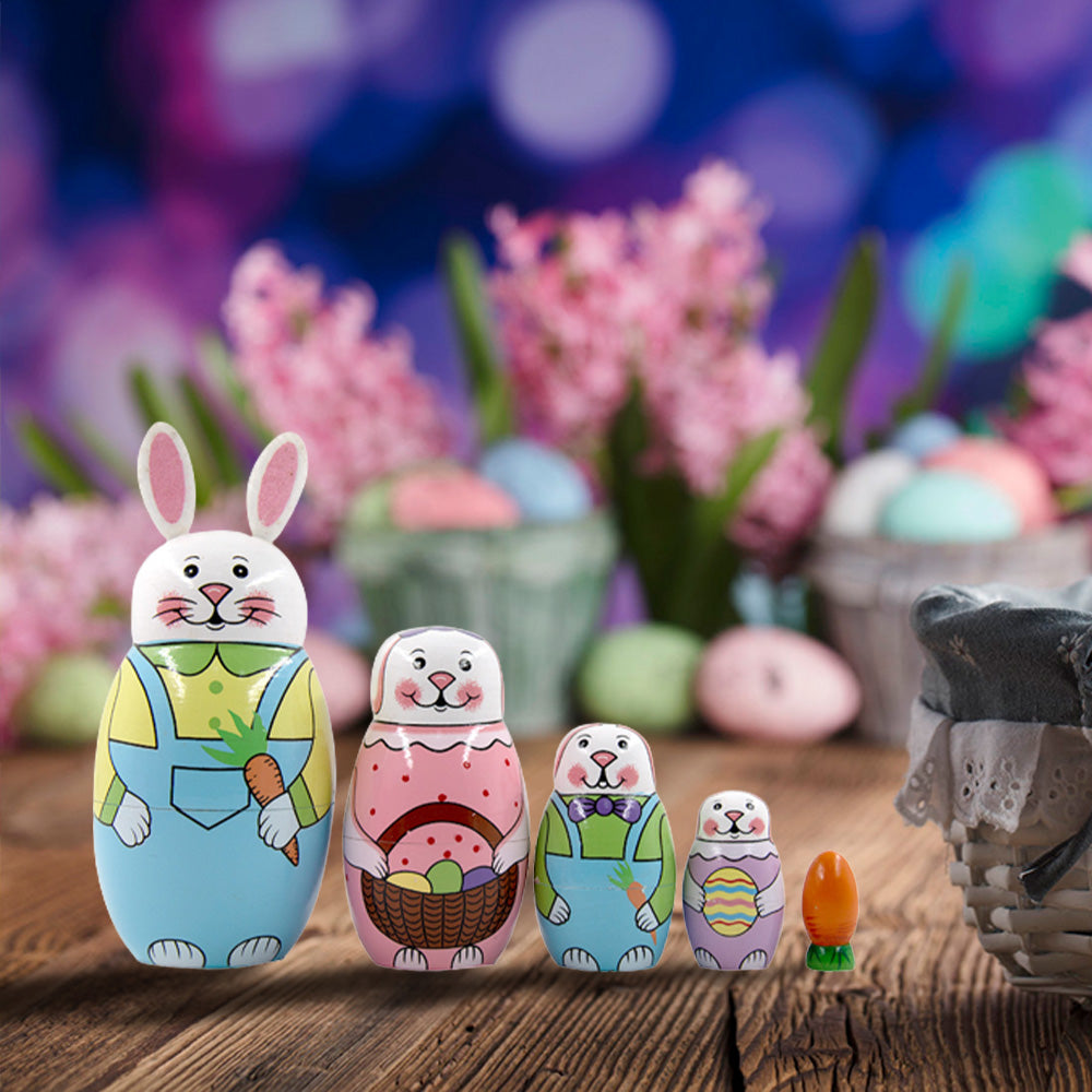 Holz Häschen Matrjoschka – Russische Nestpuppen für Kinder | Oster- & Geburtstagsgeschenk Kaufschwan®
