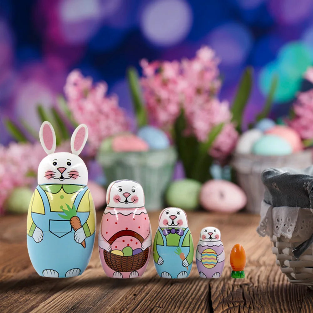 Holz Häschen Matrjoschka – Russische Nestpuppen für Kinder | Oster- & Geburtstagsgeschenk Kaufschwan®