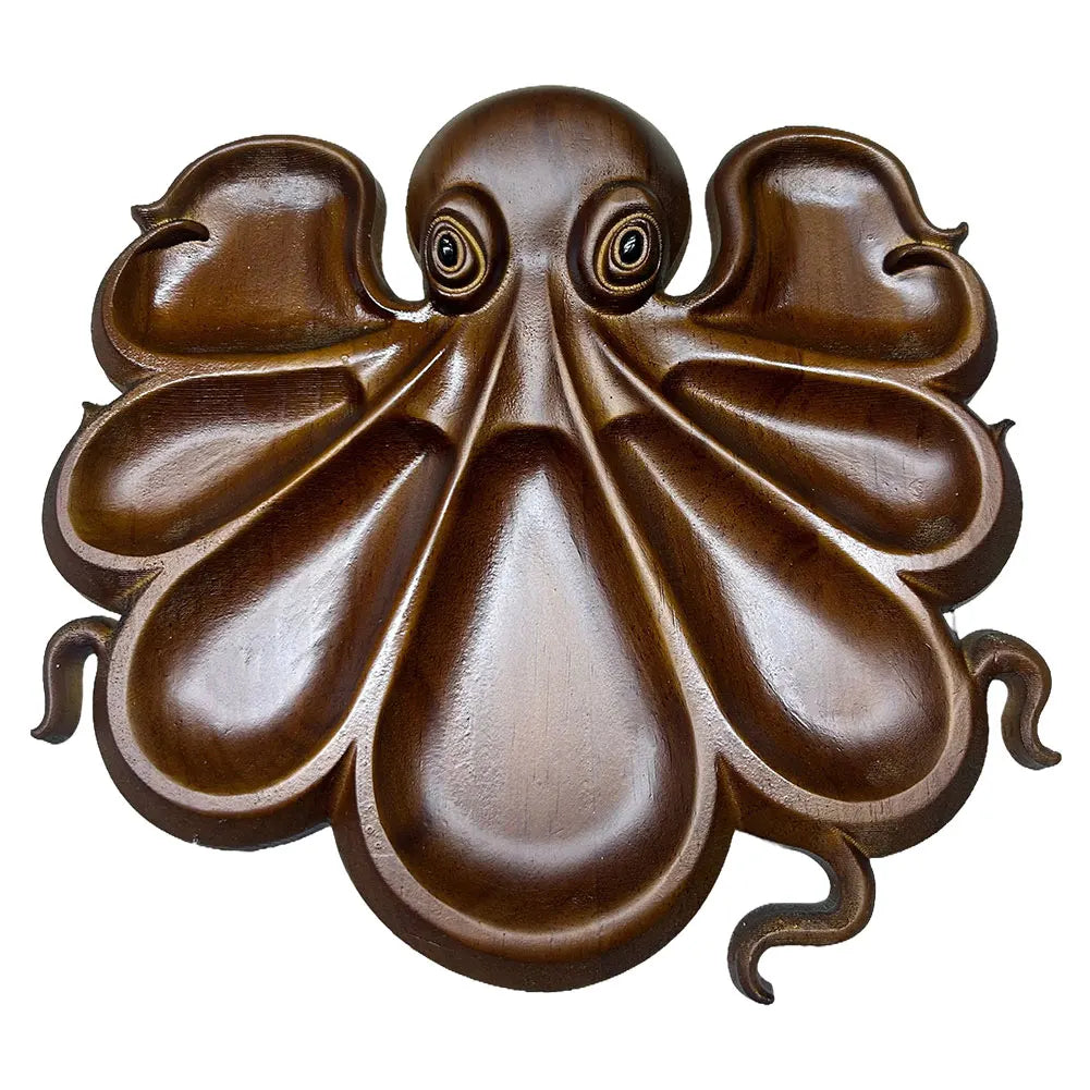 Oktopus Servierbrett aus Holz im Ozean-Design – Charcuterie- & Käseplatte für Käse, Fleisch, Brot & Obst Kaufschwan® Design 1